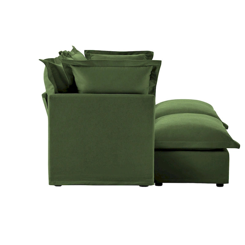 83.4 Chenille 2-Seater Sectional Sofa with Ottomans