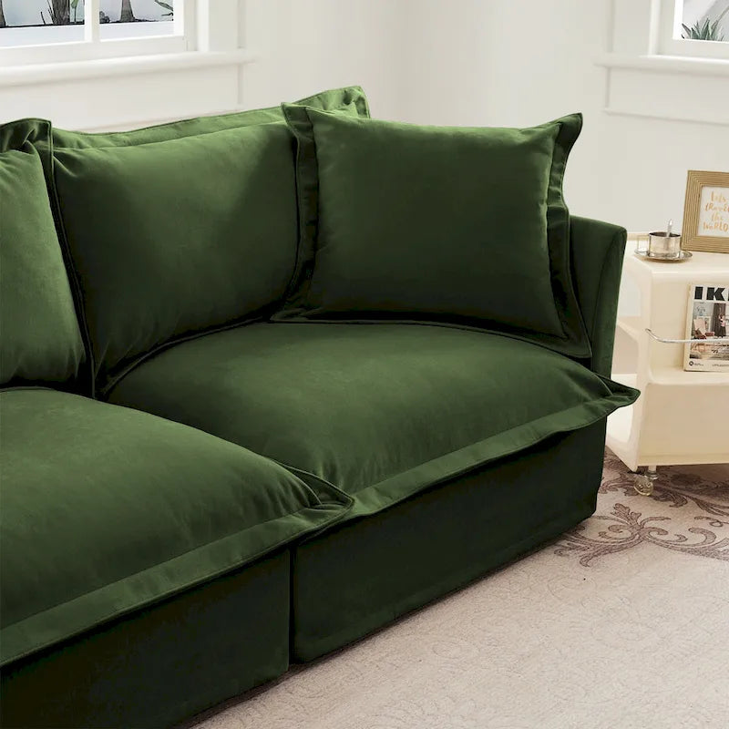 83.4 Chenille 2-Seater Sectional Sofa with Ottomans