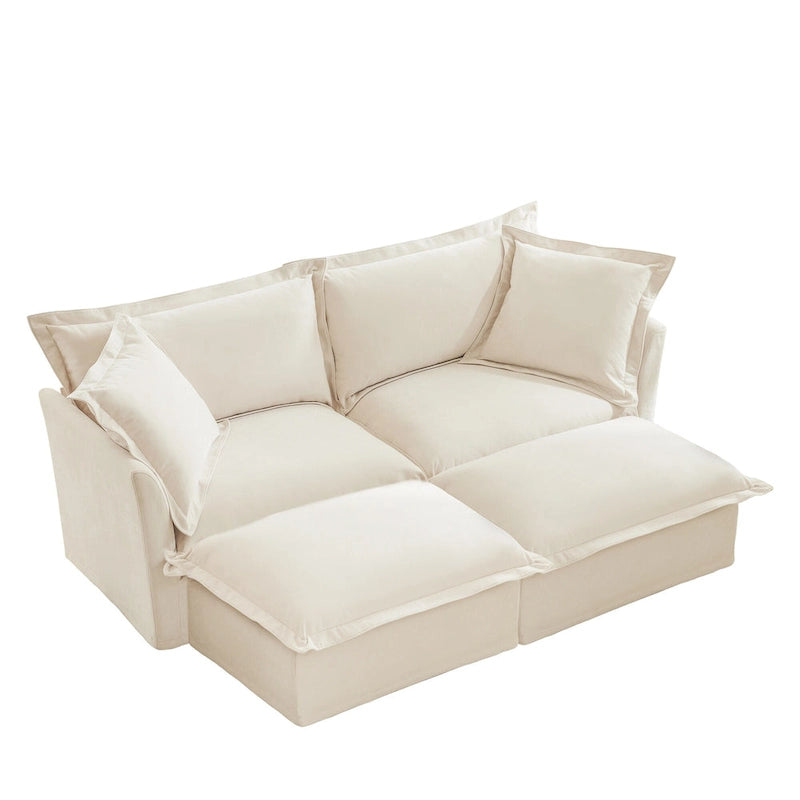 83.4 Chenille 2-Seater Sectional Sofa with Ottomans