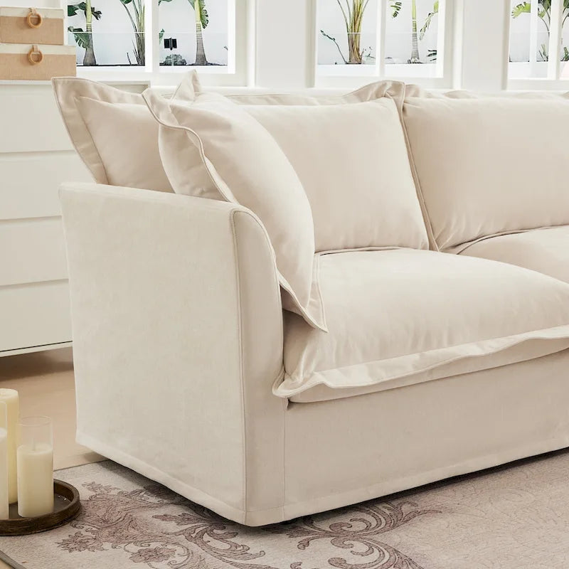 83.4 Chenille 2-Seater Sectional Sofa with Ottomans