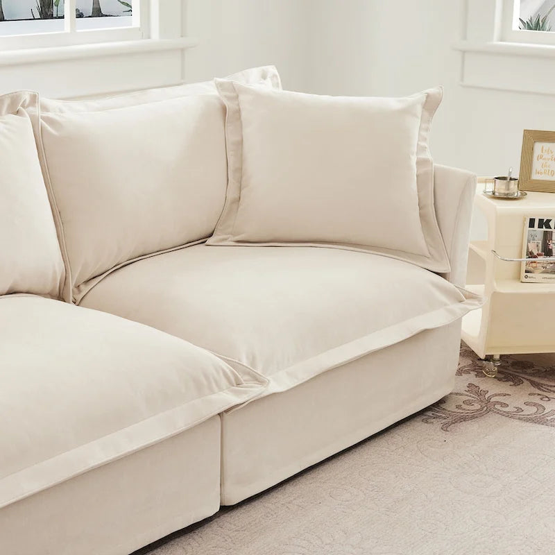 83.4 Chenille 2-Seater Sectional Sofa with Ottomans