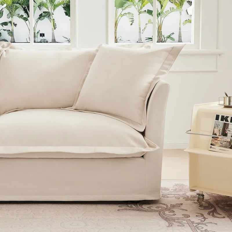 83.4 Chenille 2-Seater Sectional Sofa with Ottomans