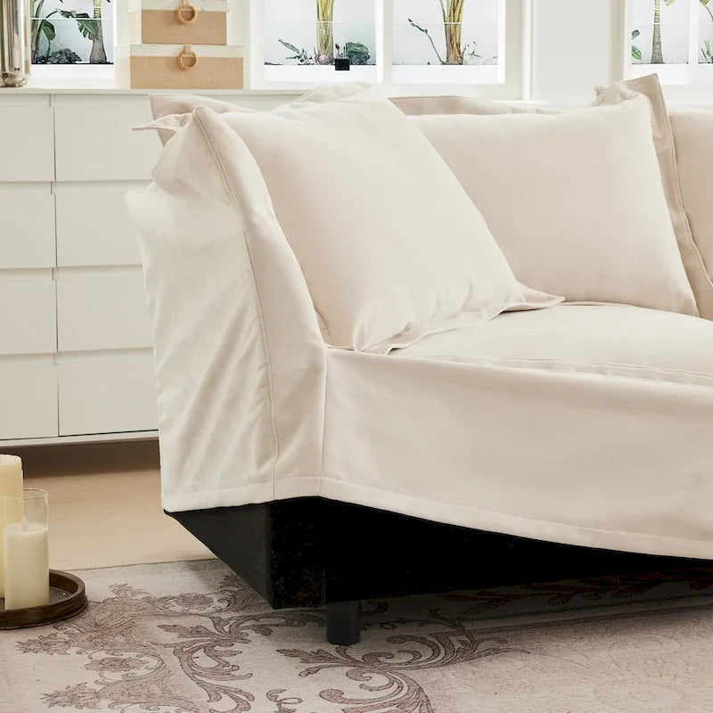 83.4 Chenille 2-Seater Sectional Sofa with Ottomans