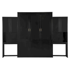 Queen Size Murphy Bed with Desk, Vanity and Cabinets, Espresso