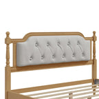 Full Size French Provincial Bed With Tufted Upholstered Headboard And Solid Pine Frame