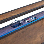 King Size Metal Platform Bed with LED Lights,Wooden Headboard and Two Drawers for Bedroom