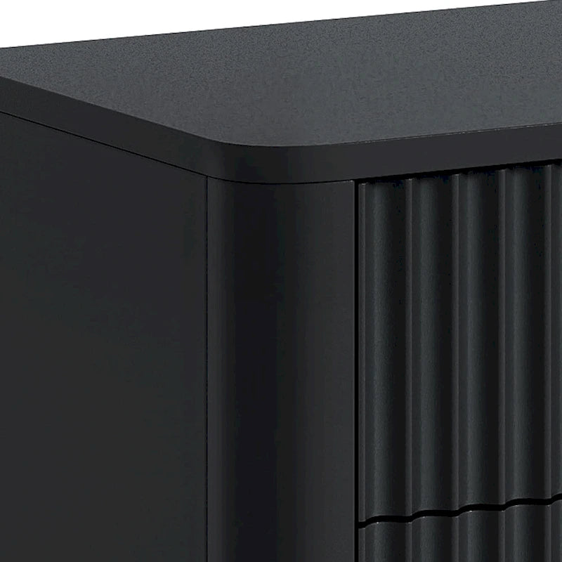 White Fluted 6-Drawer Dresser with Gold Handles