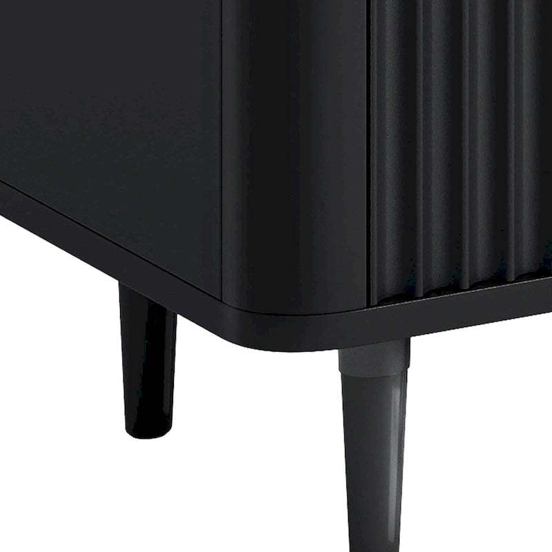 White Fluted 6-Drawer Dresser with Gold Handles