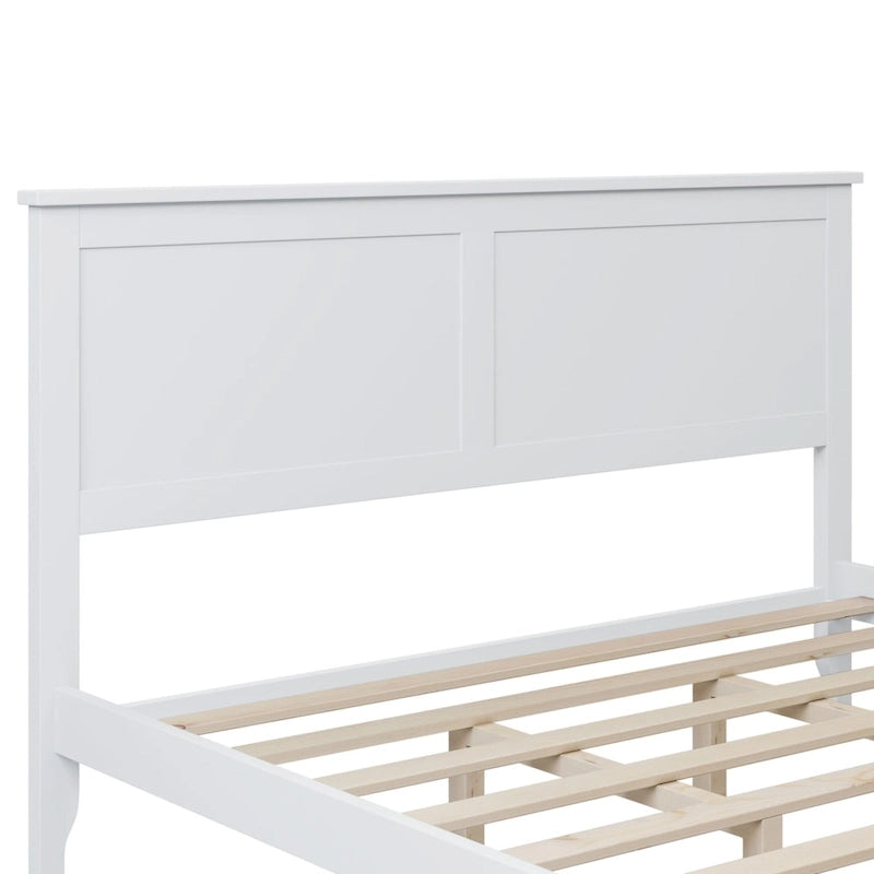 White Queen Size Modern Solid Wood Platform Bed with Wear-resistant Finish
