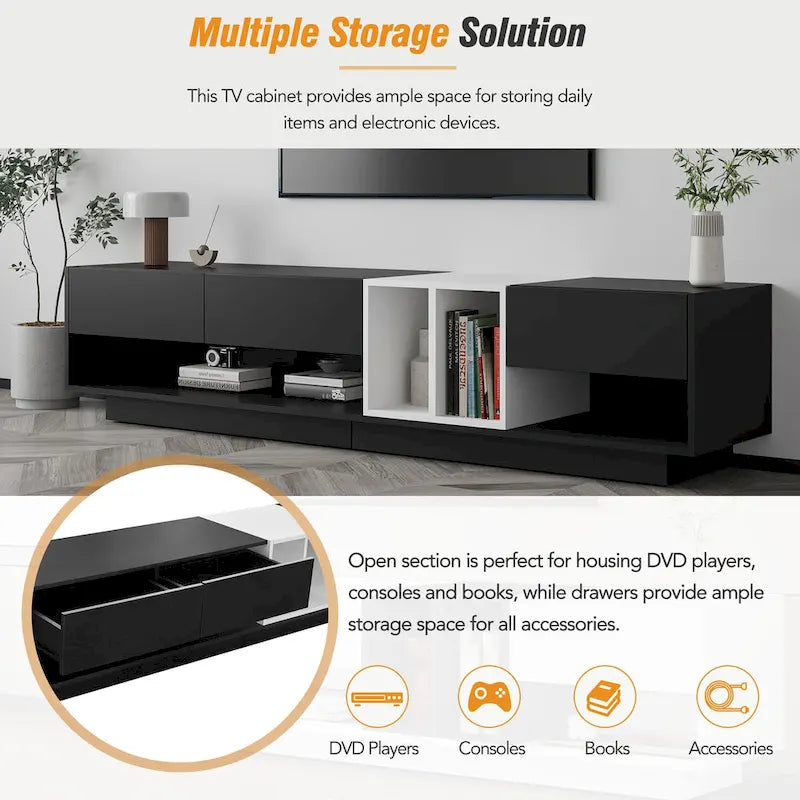 74 TV Stand with Storage & Compartment for TVs Up to 80