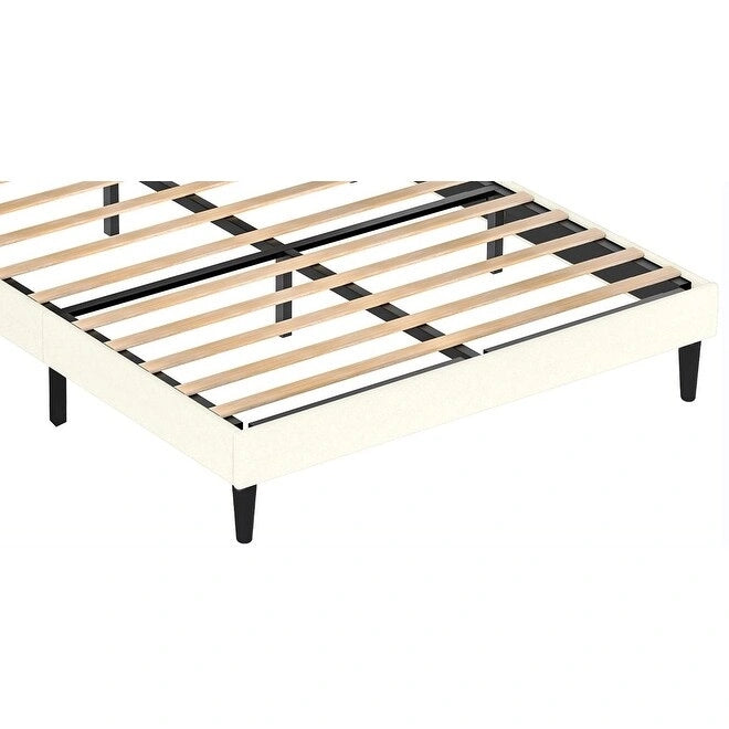 White Queen Bed Frame with High Load-Bearing Capacity