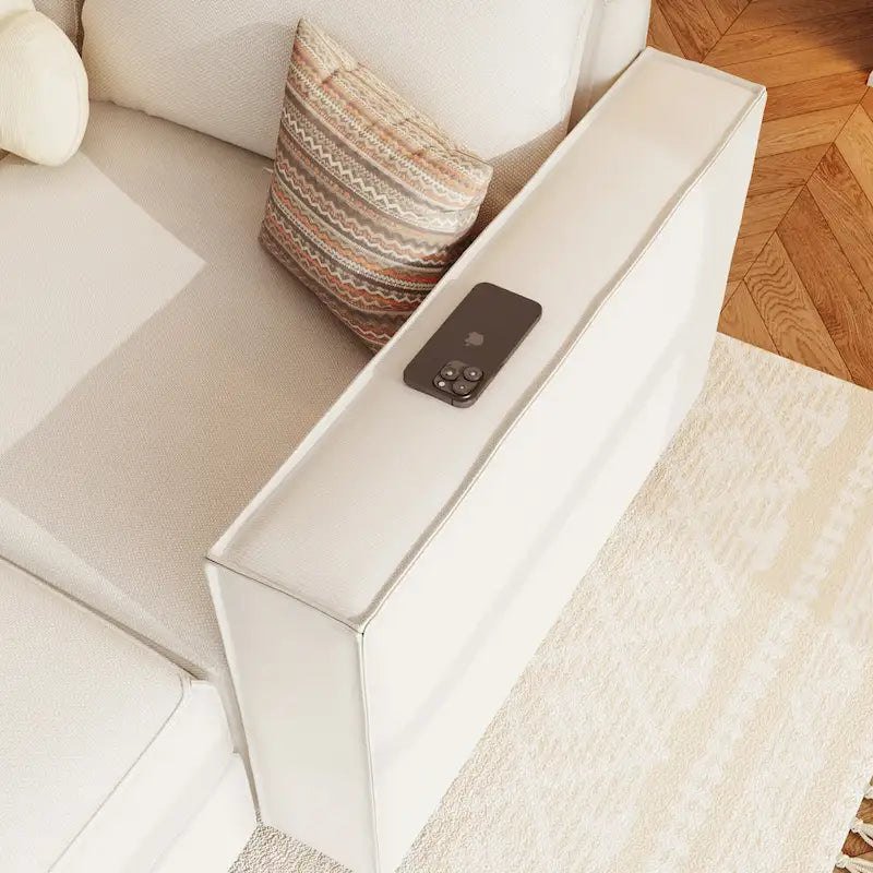 Beige Linen U-Shaped Sectional Sofa 8-Seater