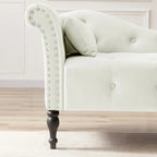 Modern 60.6 Velvet Upholstered Buttons Tufted Chaise Lounge Chair with Solid Wood Legs and Nailheads