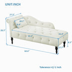 Modern 60.6 Velvet Upholstered Buttons Tufted Chaise Lounge Chair with Solid Wood Legs and Nailheads