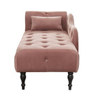 Modern 60.6 Velvet Upholstered Buttons Tufted Chaise Lounge Chair with Solid Wood Legs and Nailheads