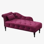 Modern 60.6 Velvet Upholstered Buttons Tufted Chaise Lounge Chair with Solid Wood Legs and Nailheads
