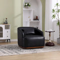 Black PU Modern 31.5 Upholstered 360 Swivel Barrel Chair with Metal Base for Living Room