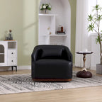 Black PU Modern 31.5 Upholstered 360 Swivel Barrel Chair with Metal Base for Living Room