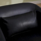 Black PU Modern 31.5 Upholstered 360 Swivel Barrel Chair with Metal Base for Living Room