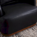 Black PU Modern 31.5 Upholstered 360 Swivel Barrel Chair with Metal Base for Living Room