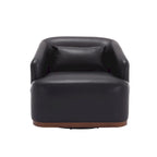 Black PU Modern 31.5 Upholstered 360 Swivel Barrel Chair with Metal Base for Living Room