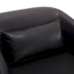 Black PU Modern 31.5 Upholstered 360 Swivel Barrel Chair with Metal Base for Living Room