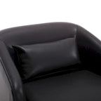 Black PU Modern 31.5 Upholstered 360 Swivel Barrel Chair with Metal Base for Living Room
