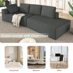 Grey 125 Modern 4-Seat Chaise Lounge Sofa for Living Room Relaxation, Indoor Sleeper