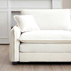 Beige 6-Piece Corduroy Modular Sleeper Sectional Sofa with 3 Ottomans & 5 Pillows