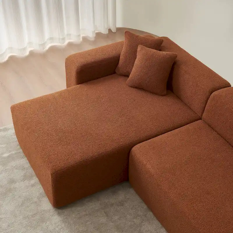 105.51 Modern L-Shape 5 Seater Modular Sectional Sofa Couch with Chaise Lounge, in Soft Lambswool Sherpa Fabric