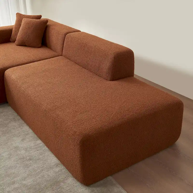 105.51 Modern L-Shape 5 Seater Modular Sectional Sofa Couch with Chaise Lounge, in Soft Lambswool Sherpa Fabric