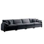 Grey 150 Corduroy 4-Seater Modular Sectional Sofa, 6 Pillows & Free Combination