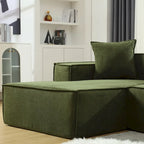 Green 129.5 Minimalist Modular L-Shaped 4 Seater Sectional Sofa Set with Chaise, Versatile Free-Combination Design