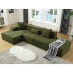 Green 129.5 Minimalist Modular L-Shaped 4 Seater Sectional Sofa Set with Chaise, Versatile Free-Combination Design