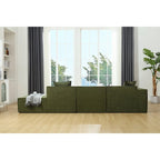 Green 129.5 Minimalist Modular L-Shaped 4 Seater Sectional Sofa Set with Chaise, Versatile Free-Combination Design