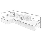 Green 129.5 Minimalist Modular L-Shaped 4 Seater Sectional Sofa Set with Chaise, Versatile Free-Combination Design