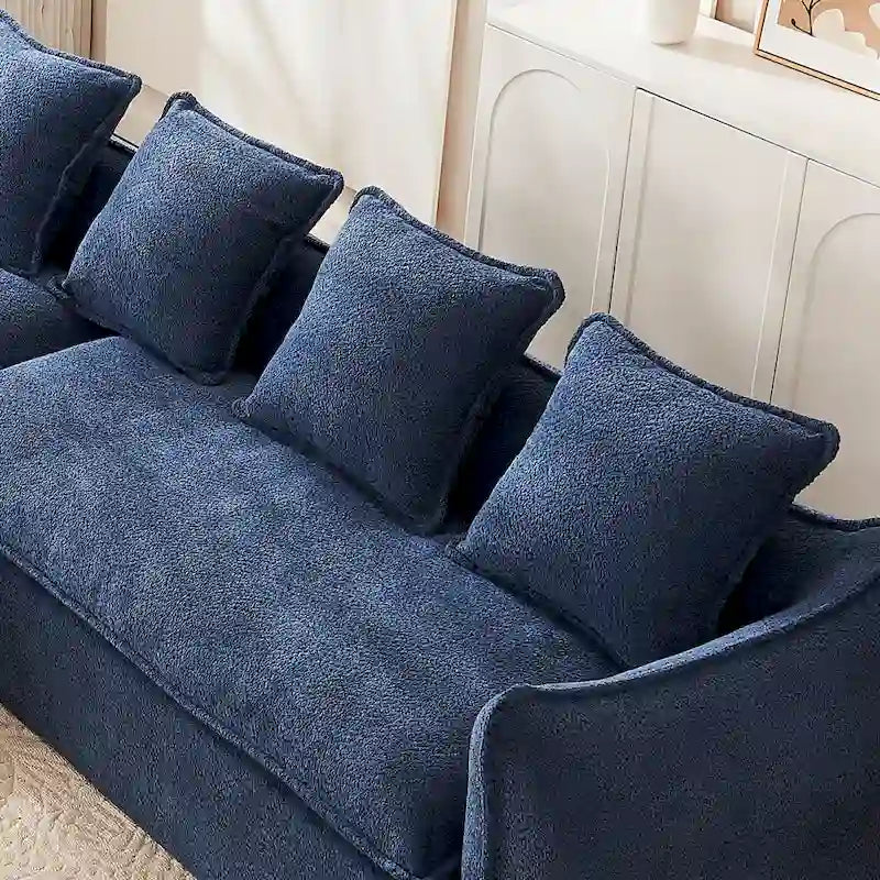 Blue L-Shaped Sectional Sofa with Chaise 3-Seater