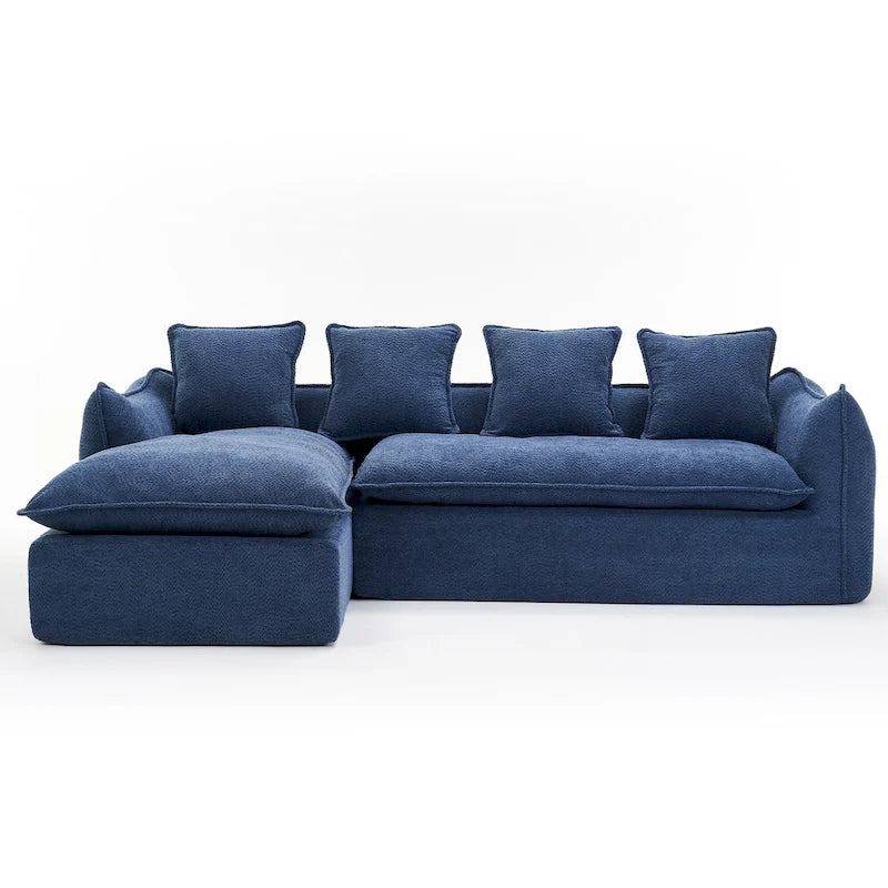Blue L-Shaped Sectional Sofa with Chaise 3-Seater