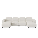 116 Modular U-Shaped Velvet 6-Seat Sectional Sofa with Two Ottomans, Reversible Design for Customizable Living Space