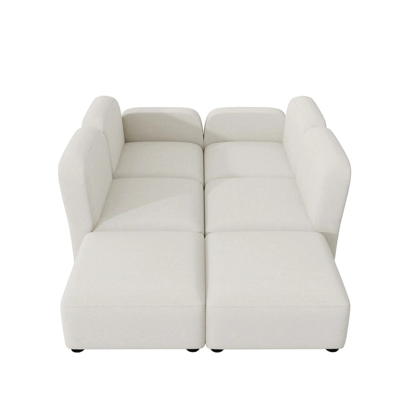 116 Modular U-Shaped Velvet 6-Seat Sectional Sofa with Two Ottomans, Reversible Design for Customizable Living Space