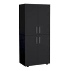 31.5 Modern Four-door Armoire with Six Shelves and Two Hanging Rods for Bedroom