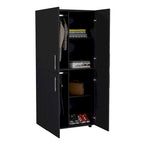 31.5 Modern Four-door Armoire with Six Shelves and Two Hanging Rods for Bedroom