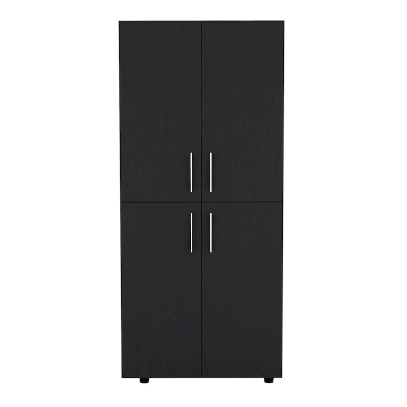 31.5 Modern Four-door Armoire with Six Shelves and Two Hanging Rods for Bedroom