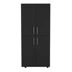 31.5 Modern Four-door Armoire with Six Shelves and Two Hanging Rods for Bedroom