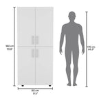 31.5 Modern Four-door Armoire with Six Shelves and Two Hanging Rods for Bedroom