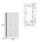 18.7 Modern Four-door Armoire with Hanging Rod, Two Drawers and 6 Shelves