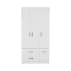 18.7 Modern Four-door Armoire with Hanging Rod, Two Drawers and 6 Shelves