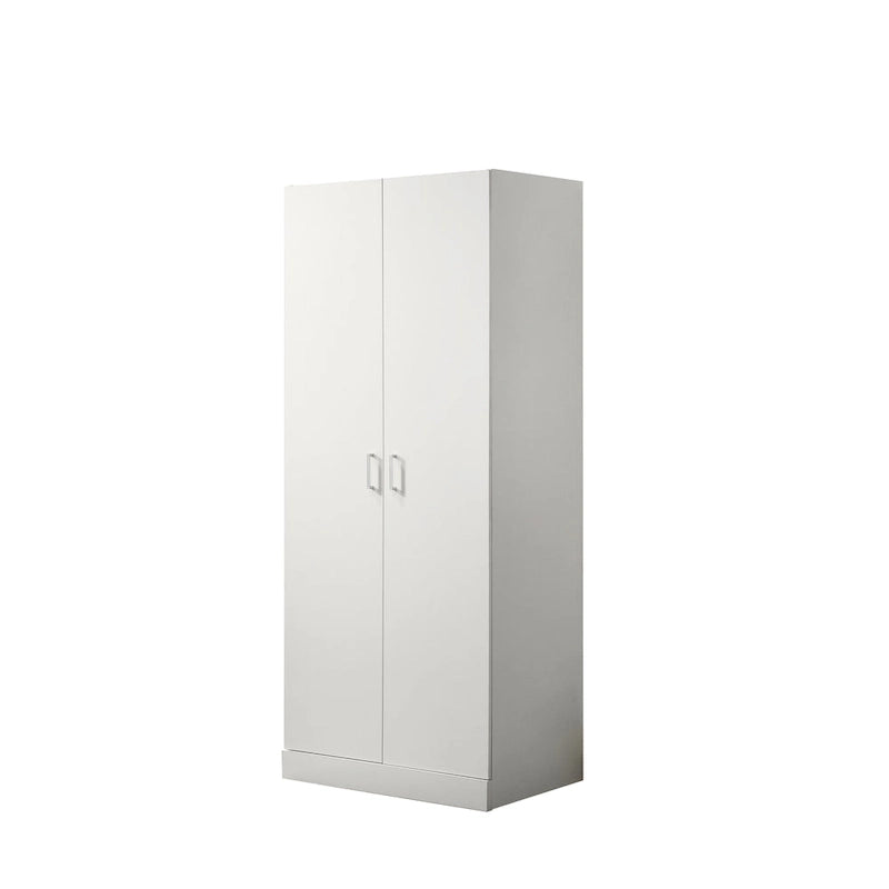 19 Modern Double-door Armoire with Storage Shelf and Hanging Rod for Bedroom