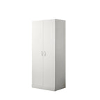 19 Modern Double-door Armoire with Storage Shelf and Hanging Rod for Bedroom