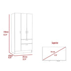 18.5 Modern Double-door Armoire with Metal Rod, One Drawer and Five Shelves